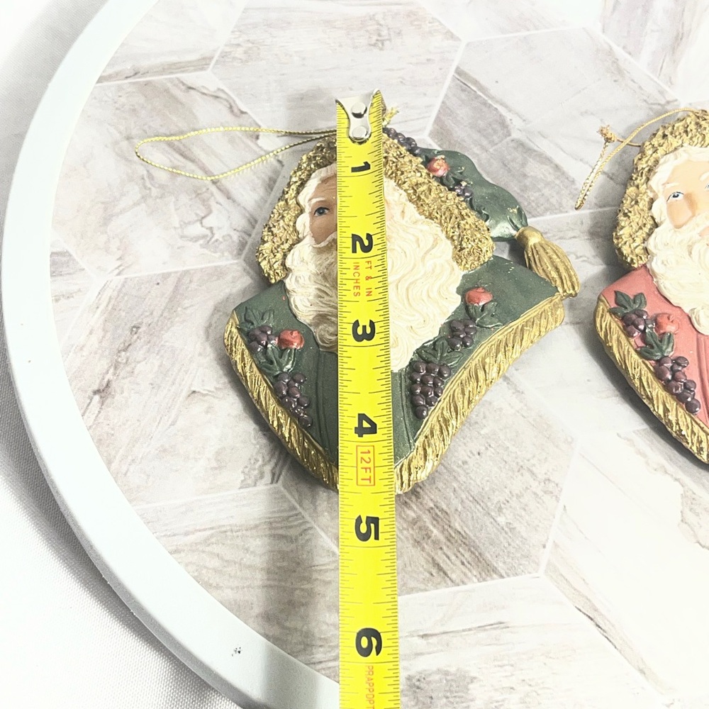 Set Of 2 Santa Pillow Christmas Ornaments Red Green 4.5” - Picture 4 of 4